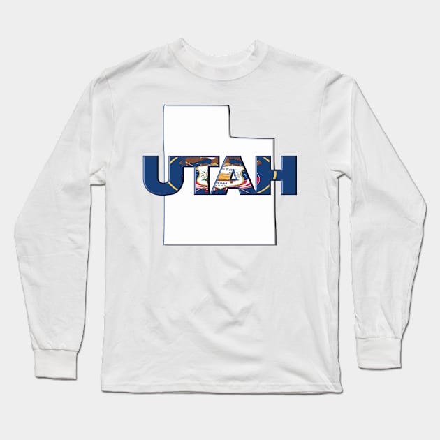 Utah Colored State Letters Long Sleeve T-Shirt by m2inspiration